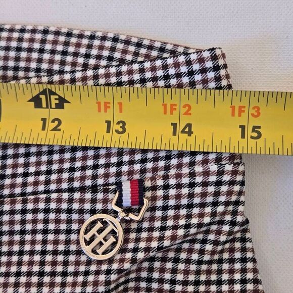 Tommy Hilfiger Womens Micro Check Pull On Ankle Trouser Pants Black Brown Size 6 - Picture 9 of 13